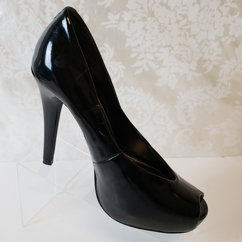 Diba East Platform Patent Leather Peep Toe Heels